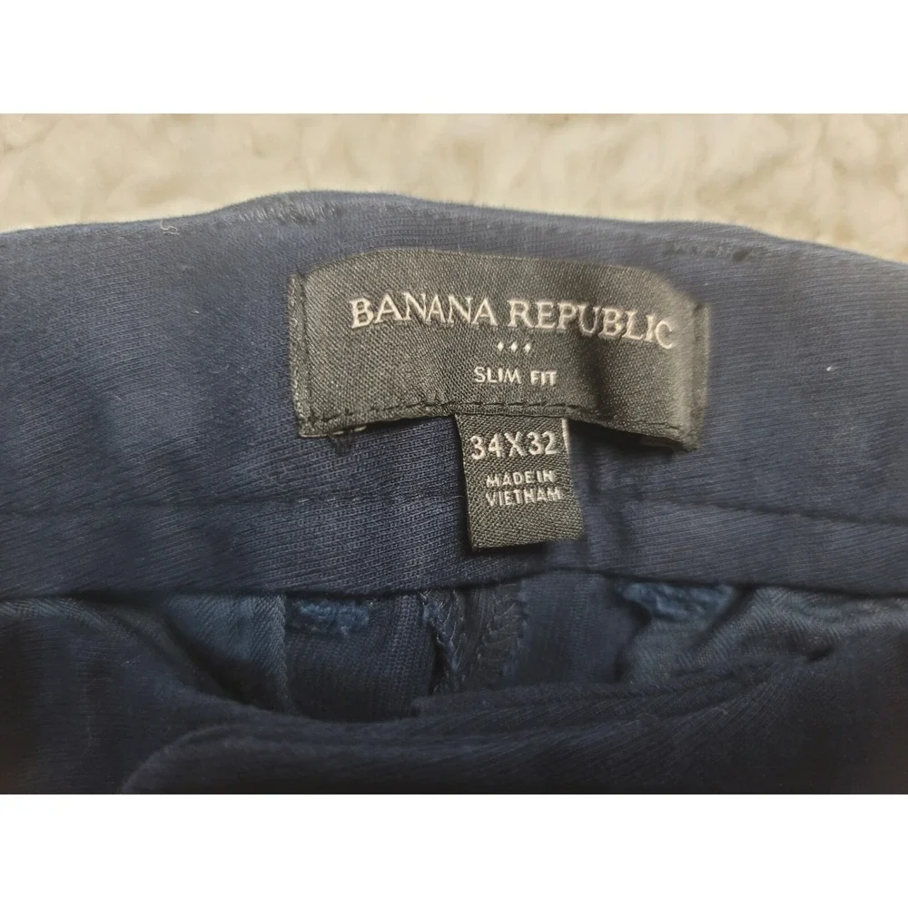 banana republic Men's‎  Dress Pants 34x32 Navy Blue  Cotton  Slim Fit